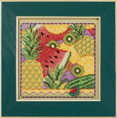 Summer Fruit by Mill Hill 2024. Spring Series Buttons and Beads Kit. Fruit beaded cross stitch kit.