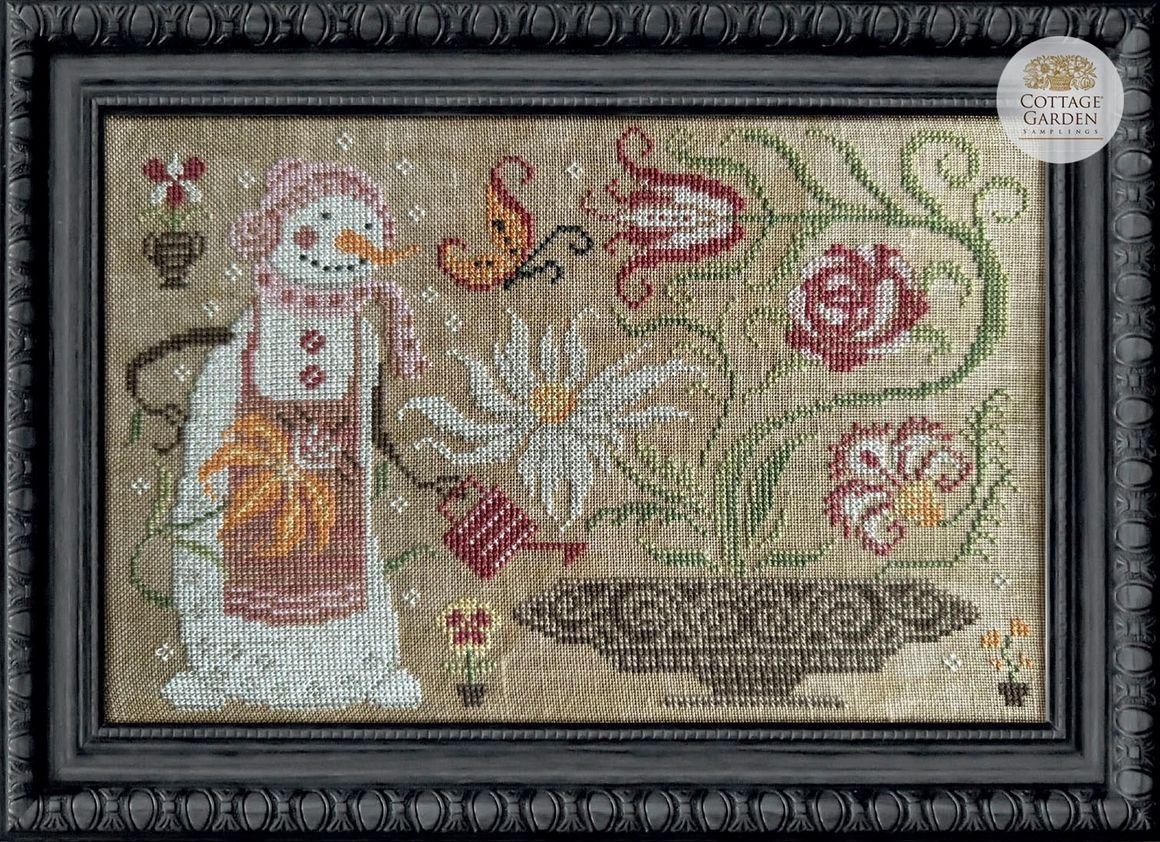 The Gardener by Cottage Garden Samplings 2023 Printed Cross Stitch Pattern The Snowman Collector Series (6/12)