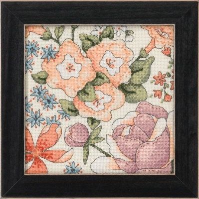 Floral Yellow 1 by Mill Hill New 2022 Debbie Mumm Floral Fantasy embroidery. Beaded cross stitch kit