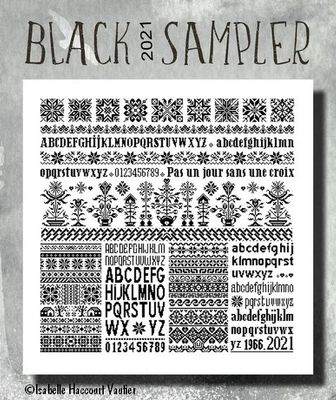 Black Sampler - 2021 by Isabelle Haccourt Vautier Printed Counted cross stich pattern.
