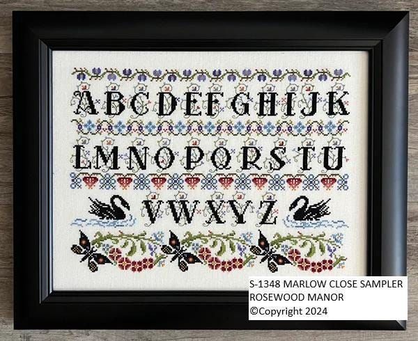 Marlow Close Sampler by Rosewood Manor Design 2025 Primitive printed pattern for embroidery