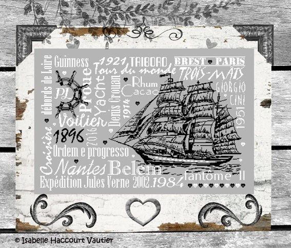 Au loin ... L&#39;Océan... (In the Distance...The Ocean...) by Isabelle Haccourt Vautier Collection Broide du Noir Printed cross stich pattern