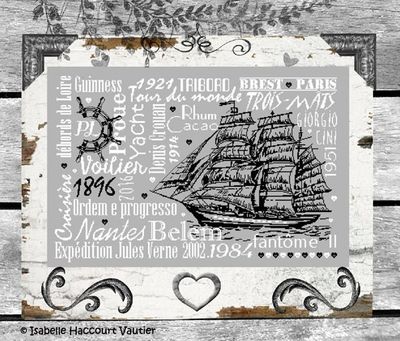 Au loin ... L&#39;Océan... (In the Distance...The Ocean...) by Isabelle Haccourt Vautier Collection Broide du Noir Printed cross stich pattern