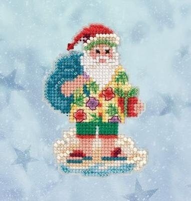 Santa Cruise by Mill Hill. Winter Holiday Collection. Glass bead cross stitch kit 2020 for cozy winter holidays