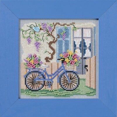 Blue Bicycle by Mill Hill 2024 Spring Series Buttons and Beads counted cross stitch kit