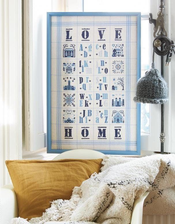 Love Home by Isabelle Haccourt Vautier Torchons collection Monochrome printed Counted cross stich pattern