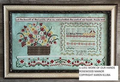 Work Of Our Hands by Rosewood Manor Design. Primitive cross stich printed pattern Release 2024