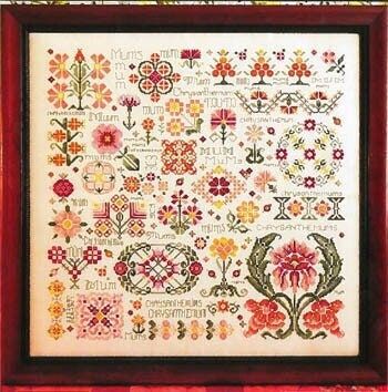 Dreaming of Mums - Beautiful Flower primitive cross stich pattern by Rosewood Manor Design