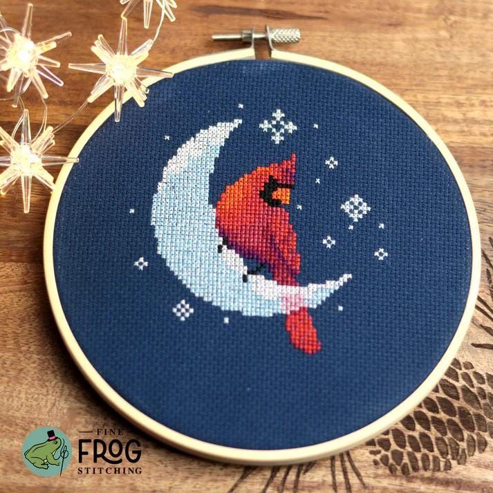 Ice Moon Cardinal by Fine Frog Stitching Small Printed Cross Stitch pattern