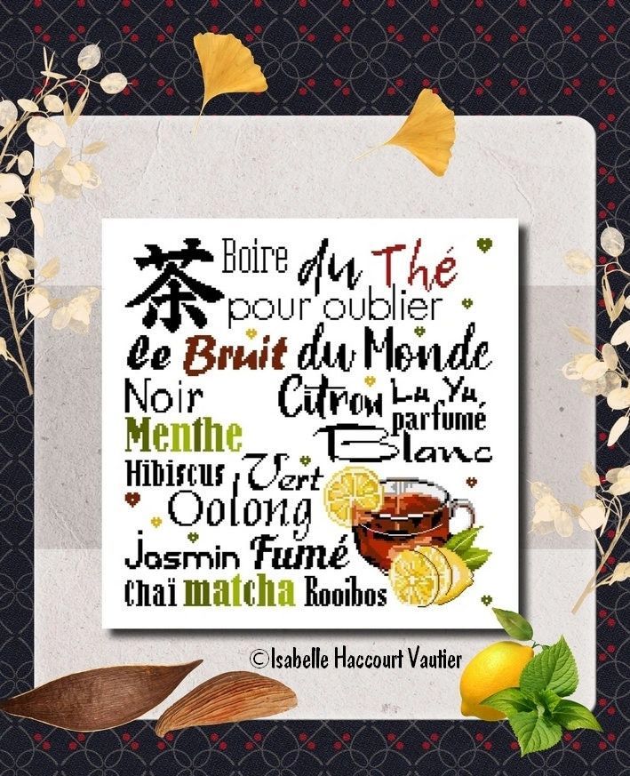 Le Thé (Tea) by Isabelle Haccourt Vautier Printed cross stich pattern