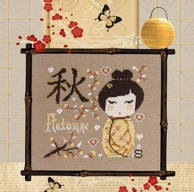 Laladoll en Automne (Laladoll in Autumn) by Isabelle Haccourt Vautier. Printed cross stich pattern