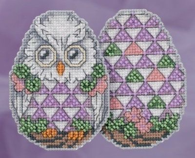 Owl Egg by Mill Hill designer Jim Shore beading embroidery kit with magnet Easter/Spring Series 2018