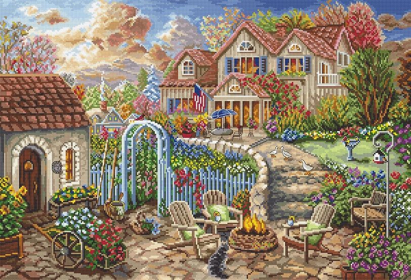 Backyard Retreat by LETISTITCH Counted cross stitch kit 2022