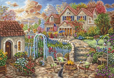 Backyard Retreat by LETISTITCH Counted cross stitch kit 2022
