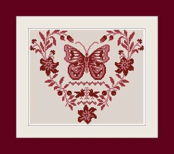 Coeur Ermitage (Hermitage Heart) by Reflets de Soie Counted cross stitch pattern Release August 2018