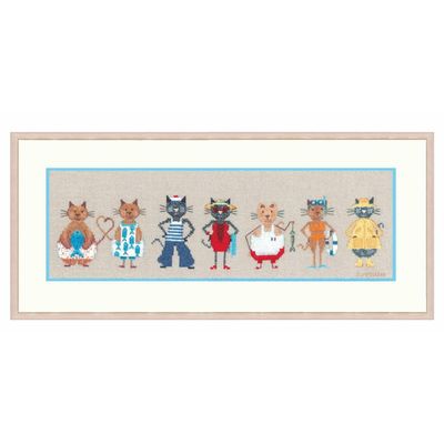 Cats Sailors Frieze by Le Bonheur des Dames. Animals Collection. Counted cross stitch kit
