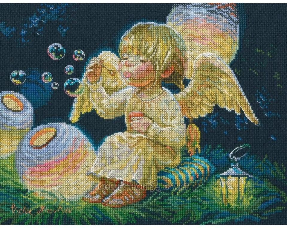 Sky lanterns by RTO. Angels Collection. Сounted Cross Stitch Kit for kids