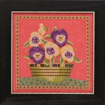 Pansies - Blooms and Blossoms by Mill Hill 2019 Debbie Mumm kits. Stitched and Beaded cross stitch kit