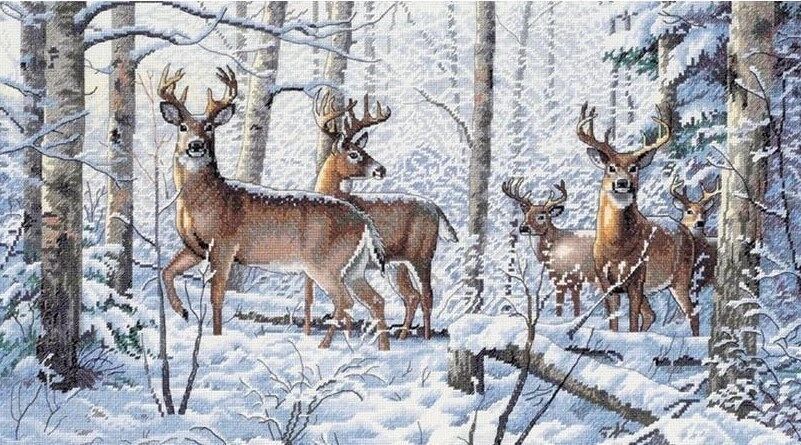 Woodland Winter by Dimensions The Gold Collection Counted Cross Stitch Kit 18 count