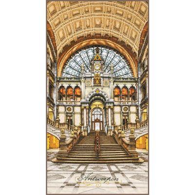 Antwerp Central Station by Lanarte Counted Cross Stitch kit. Classic cross stitch collection 2024