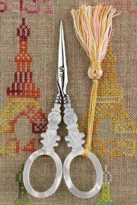 Cross model - Embroidery scissors imitating mother of pearl by Sajou (France) Private Collection