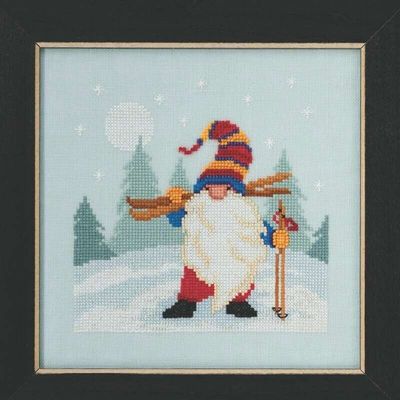 Skiing Gnome by Mill Hill. Gnome Quartet Series. Winter Holiday beaded cross stitch embroidery kit