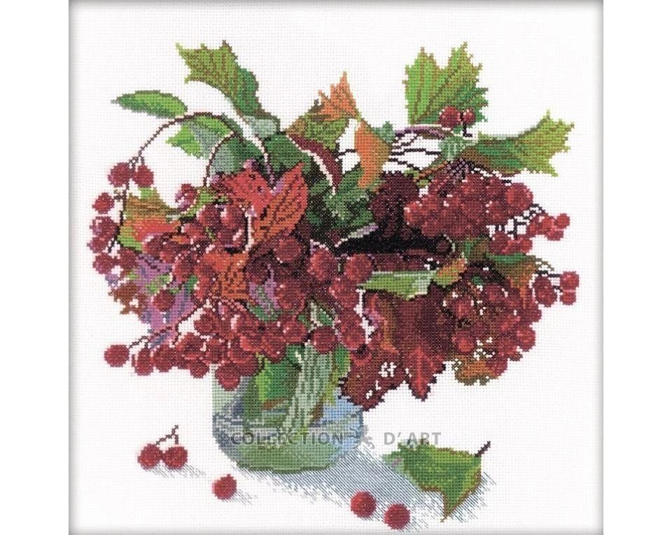 May rose bouquet (Viburnum bouquet) by RTO. Сounted Cross Stitch Kit. Great berry design