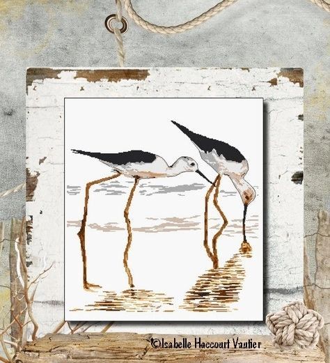 Les grandes échasses (The big stilts) by Isabelle Haccourt Vautier Collection Oleron by ISA Printed cross stich pattern