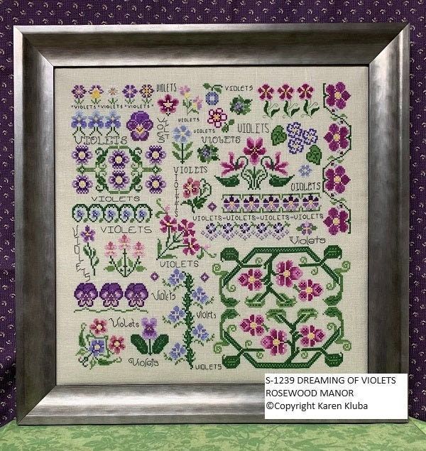 Dreaming of Violets by Rosewood Manor Design Beautiful Flower primitive cross stich pattern 2023
