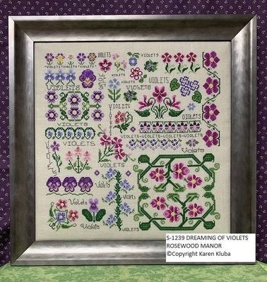 Dreaming of Violets by Rosewood Manor Design Beautiful Flower primitive cross stich pattern 2023