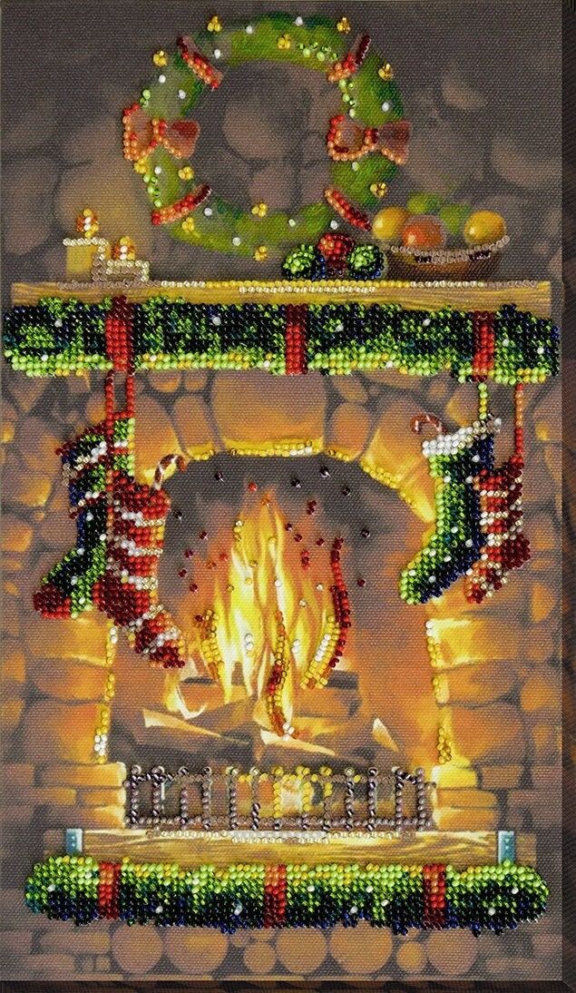 By the fireplace by Abris Art. Winter tale Collection. Christmas Bead Embroidery Kit
