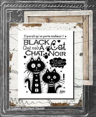 Black Cat by Isabelle Haccourt Vautier. Collection Broide du Noir. Printed cross stich pattern