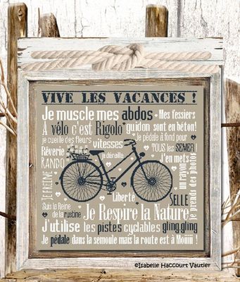 A vélo c&#39;est Rigolo ! (Cycling is funny!) by Isabelle Haccourt Vautier Collection Broide du Noir. Printed cross stich pattern