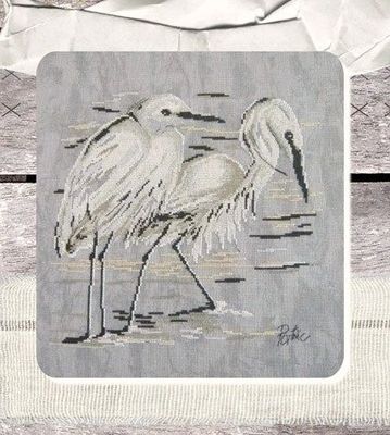 Les Aigrettes (Herons) by Isabelle Haccourt Vautier Collection Portnic by ISA Printed cross stich pattern