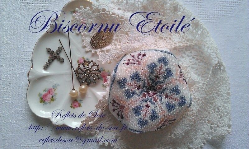 Biscornu Etoilé (Starry Biscornu) by Reflets de Soie Beaded biscornu mini-kit Release November 2012