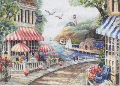 Cafe By The Sea by Dimensions Counted Cross Stitch Kit 14 count