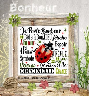 Porte Bonheur (Good luck charm) by Isabelle Haccourt Vautier Collection Brode de Noir by ISA Printed cross stich pattern