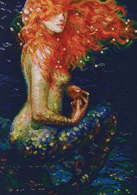 Red Mermaid by RTO. Beautiful Mermaid counted Cross Stitch Kit