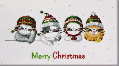Holiday cats by Abris Art Animals Collection. Christmas Bead Embroidery Kit