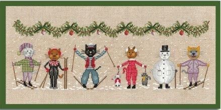 Frieze Skiing Cats by Le Bonheur des Dames Counted cross stitch kit