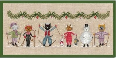 Frieze Skiing Cats by Le Bonheur des Dames Counted cross stitch kit