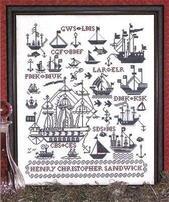 Sailings Ships Sampler by Rosewood Manor Design. Cross stich pattern designer Karen Kluba, released 2009  Will NOT be reprinted