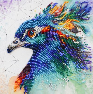Respectable peacock by Abris Art. Mini Bead Embroidery Kit
