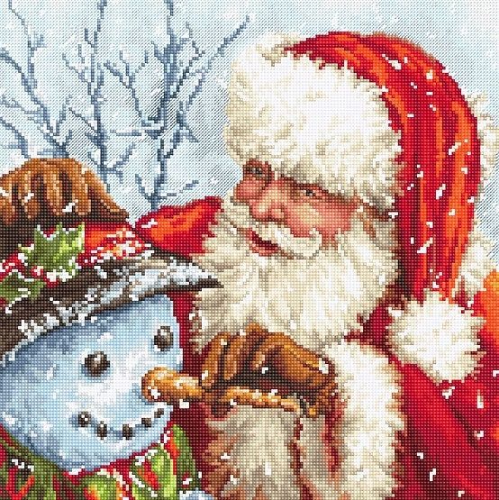 Santa Claus and Snowman by LETISTITCH Christmas Counted cross stitch kit