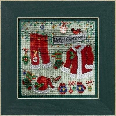 Santa&#39;s Clothesline by Mill Hill 2022 Winter Series Buttons and Bead counted cross stitch kit new embroidery kit