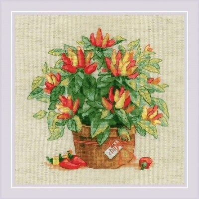 Pepper in a Pot by Riolis counted cross stitch kit 2021, woolen threads embroidery