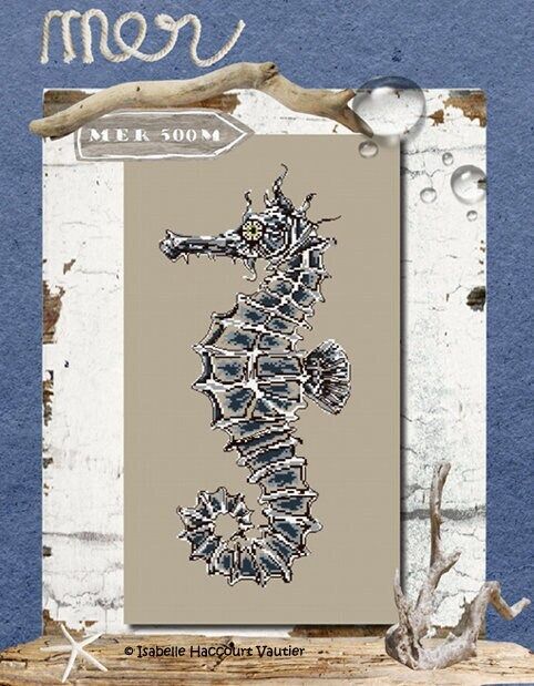 Hippocampus by Isabelle Haccourt Vautier Collection Oleron by ISA Printed cross stich pattern