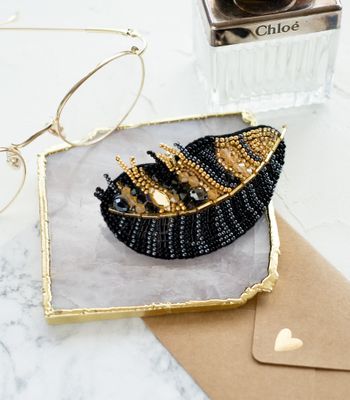 Beautiful feather by Abris Art Decoration Brooches (jewelry) with beads. Bead Embroidery Kit