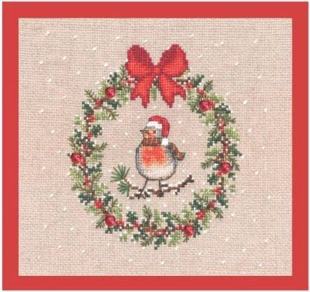 December Wreath Robin Bird by Le Bonheur des Dames Counted cross stitch kit