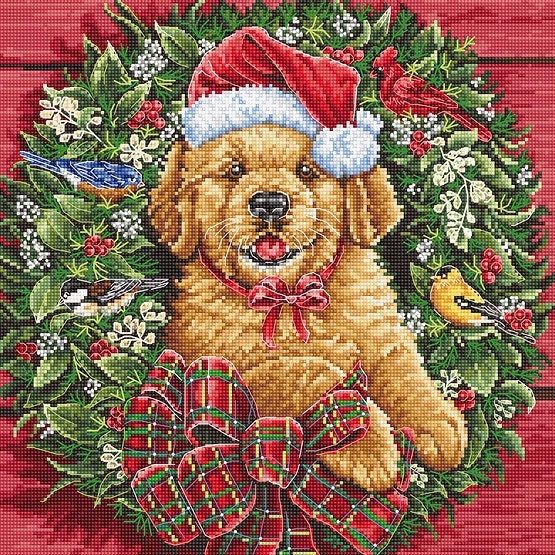 Christmas Puppy (Chiot de Noël) by LETISTITCH Counted cross stitch kit 2022